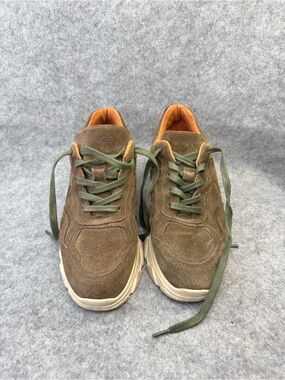 TANGO Women’s Olive Green Sneakers Orange Trim Chunky Sole Casual Shoe